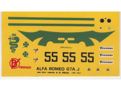 Decal Alfa Romeo GTA J 1300 # 55 Monza 1972 - scala 1:43